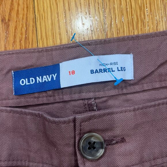 Old Navy High-Rise Canvas Barrel Ankle Pants Sz. 18 Warm Taupe Plus Relaxed Fit - Picture 6 of 11